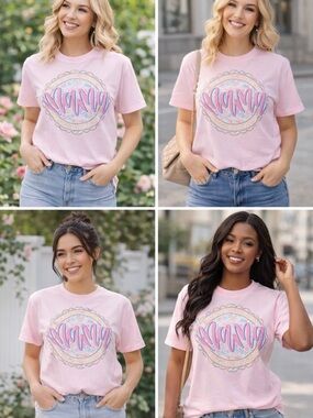 Comfort Colors Pink 'Mama' Script Graphic Tee